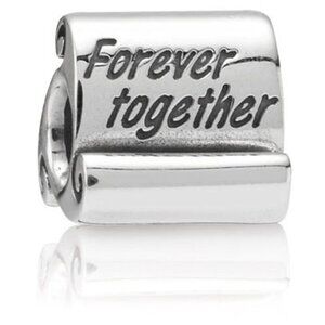 PANDORA Forever Together Scroll Charm Authentic Silver Romance Love Family